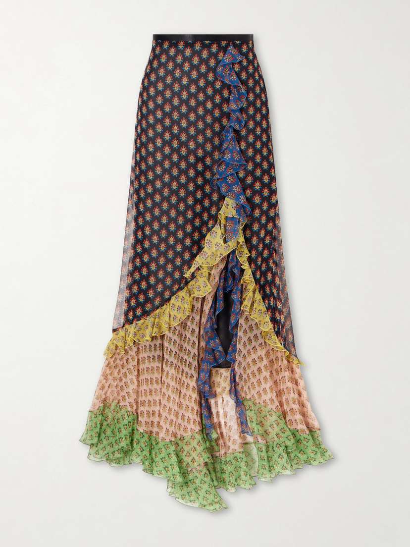 Etro Ruffled Tiered Floral-print Silk-chiffon Maxi Skirt