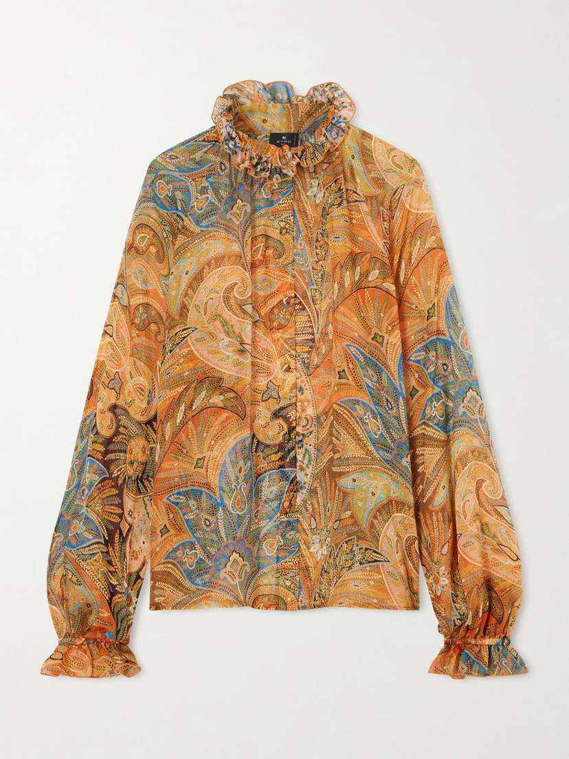 Etro Ruffled Paisley-print Silk Blouse
