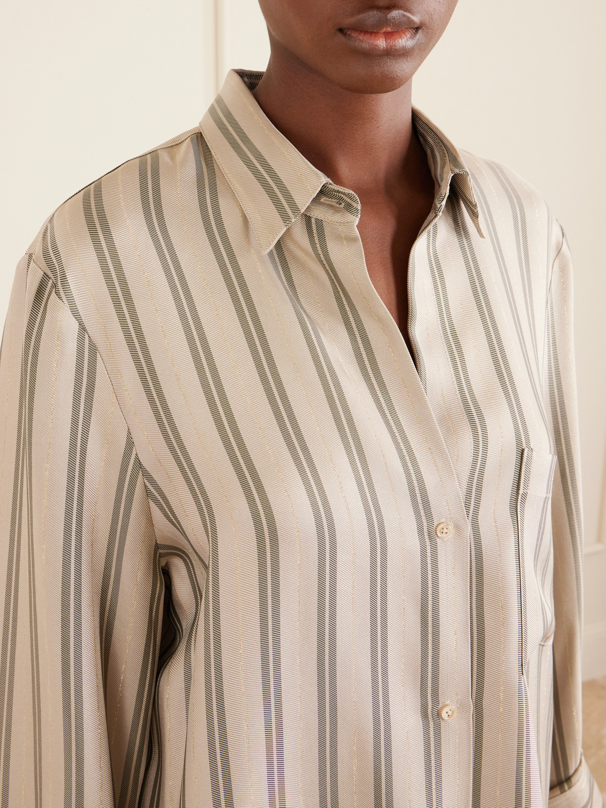 Next Morning Striped Crepe Shirt