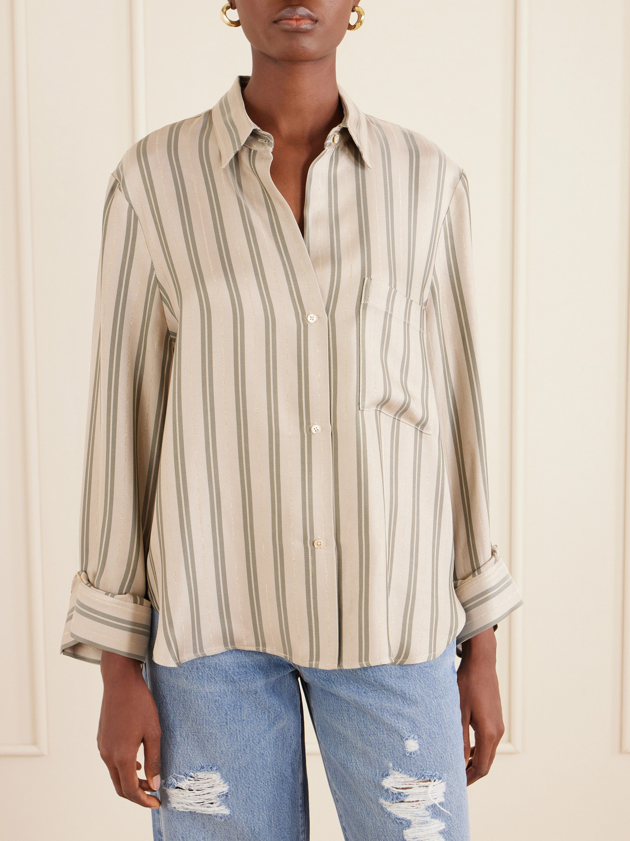 Next Morning Striped Crepe Shirt