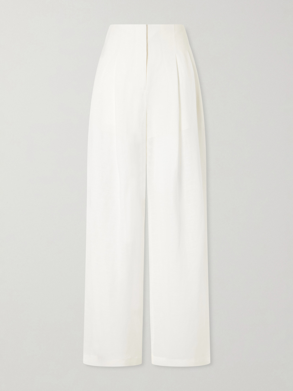Twp Carries Linen And Silk-blend Wide-leg Pants In Neutral