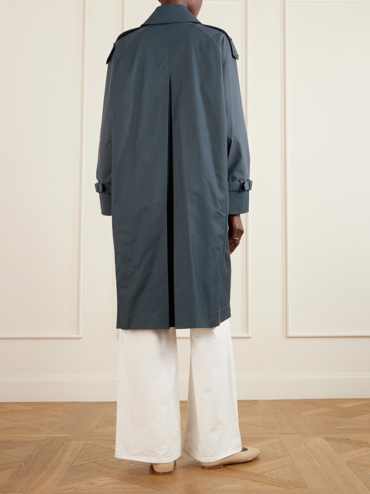 Long Bogie Cotton-Blend Canvas Trench Coat