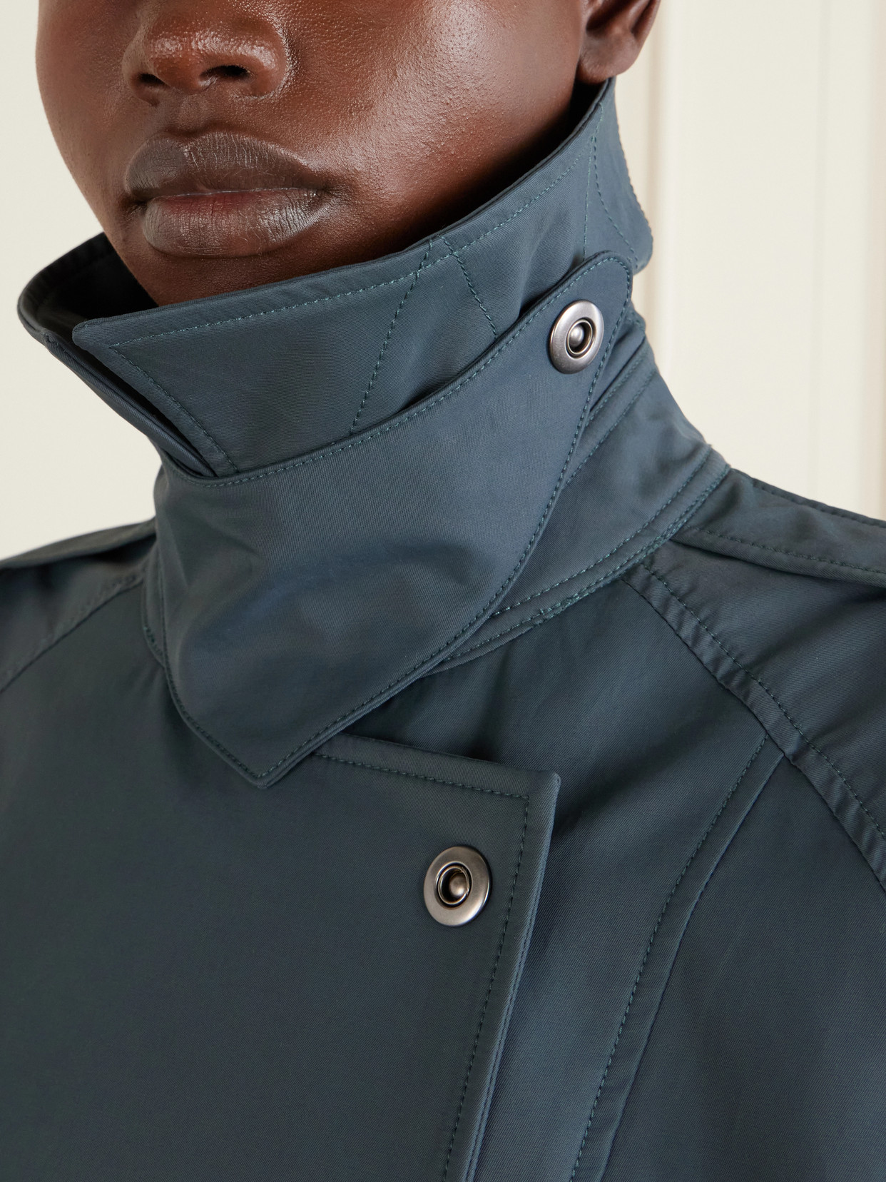 Long Bogie Cotton-Blend Canvas Trench Coat