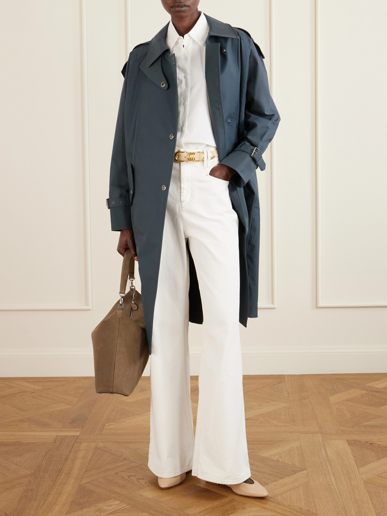 Long Bogie Cotton-Blend Canvas Trench Coat