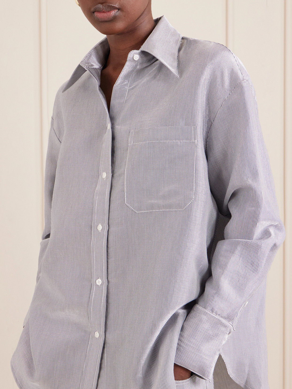 Big Joe Striped Cotton-Blend Garbardine Shirt