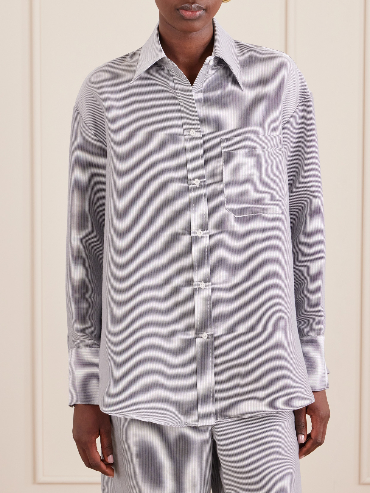 Big Joe Striped Cotton-Blend Garbardine Shirt