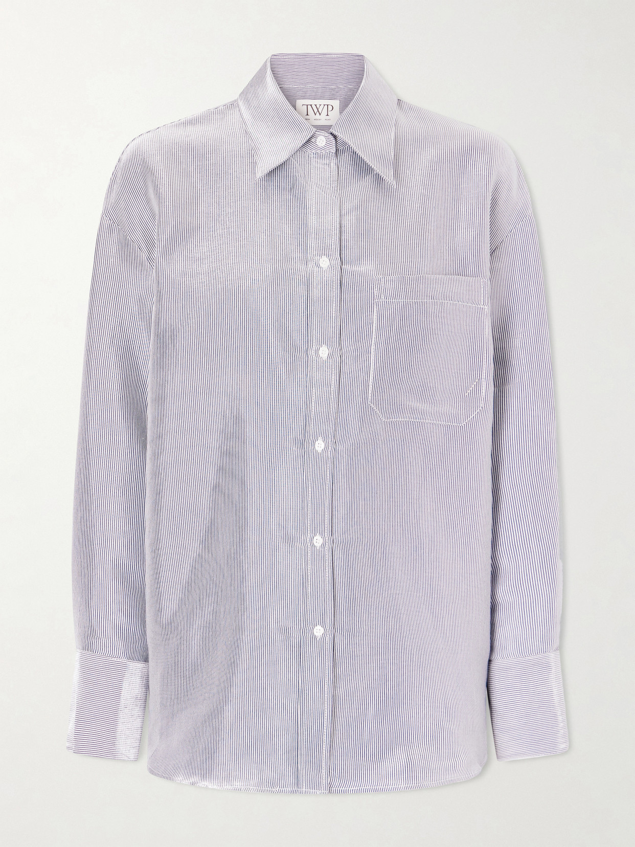 Twp Dylan Striped Cotton-blend Garbardine Shirt In Blue