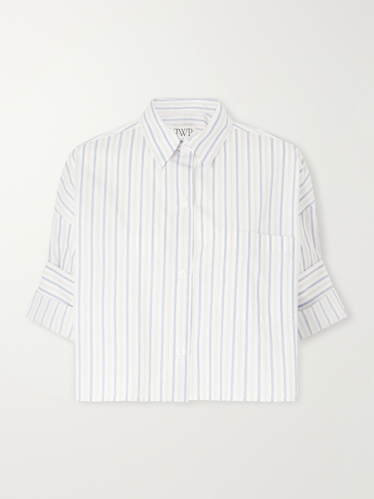 Twp Cropped Striped Cotton-poplin Shirt In Multi