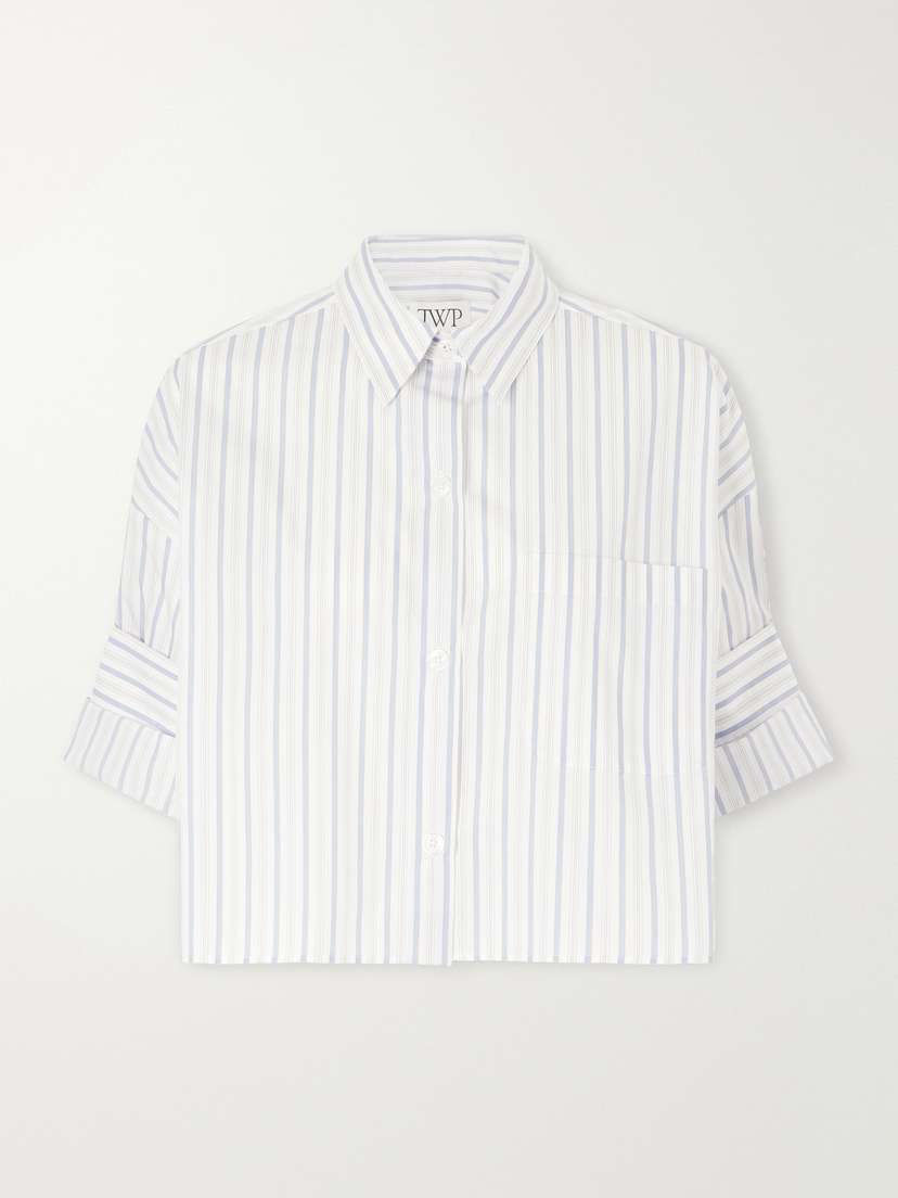 TWP Next Ex Cropped Striped Cotton-poplin Shirt