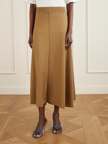 TWP Handkerchief Hem Skirt W/ Wide Waistband Merino wool and silk-blend midi skirt