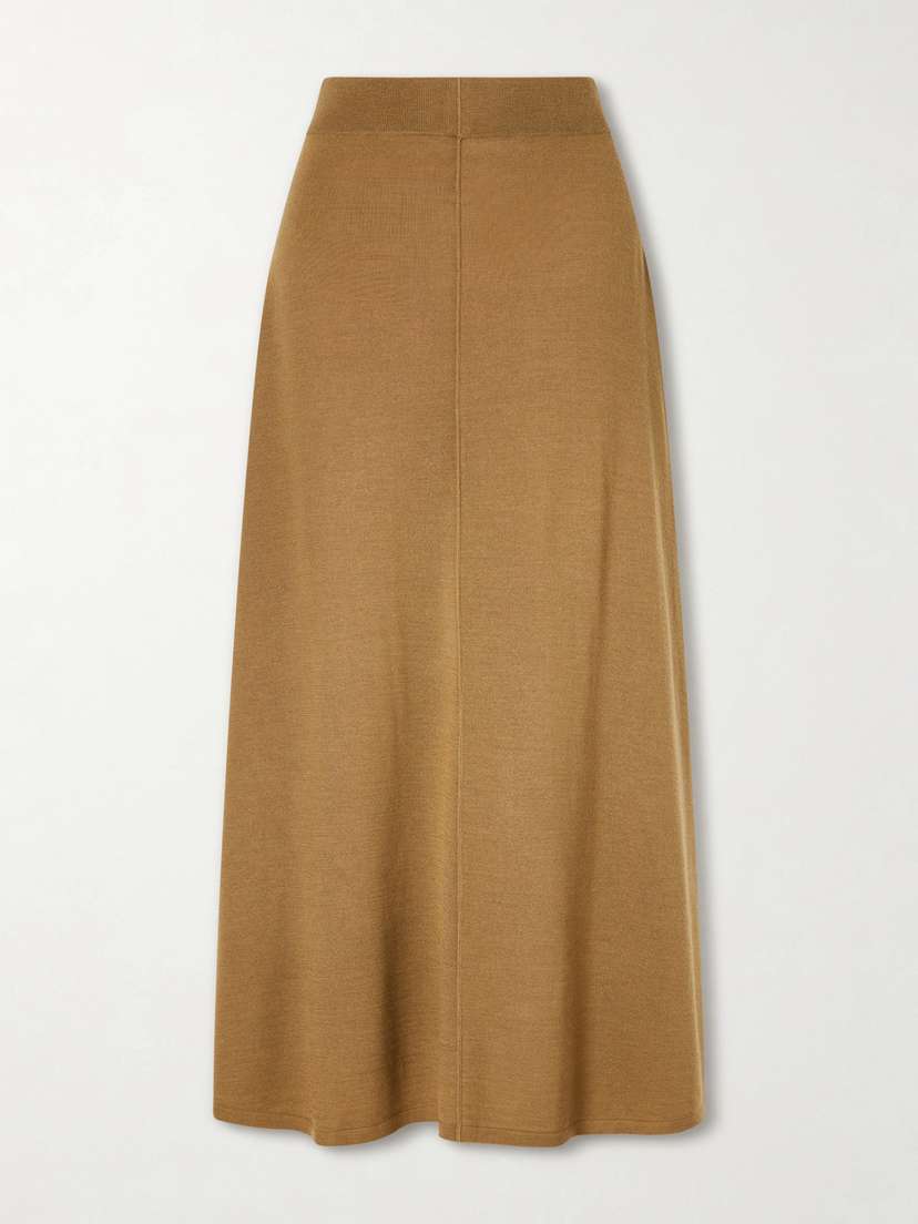 TWP Handkerchief Hem Skirt W/ Wide Waistband Merino Wool And Silk-blend Midi Skirt