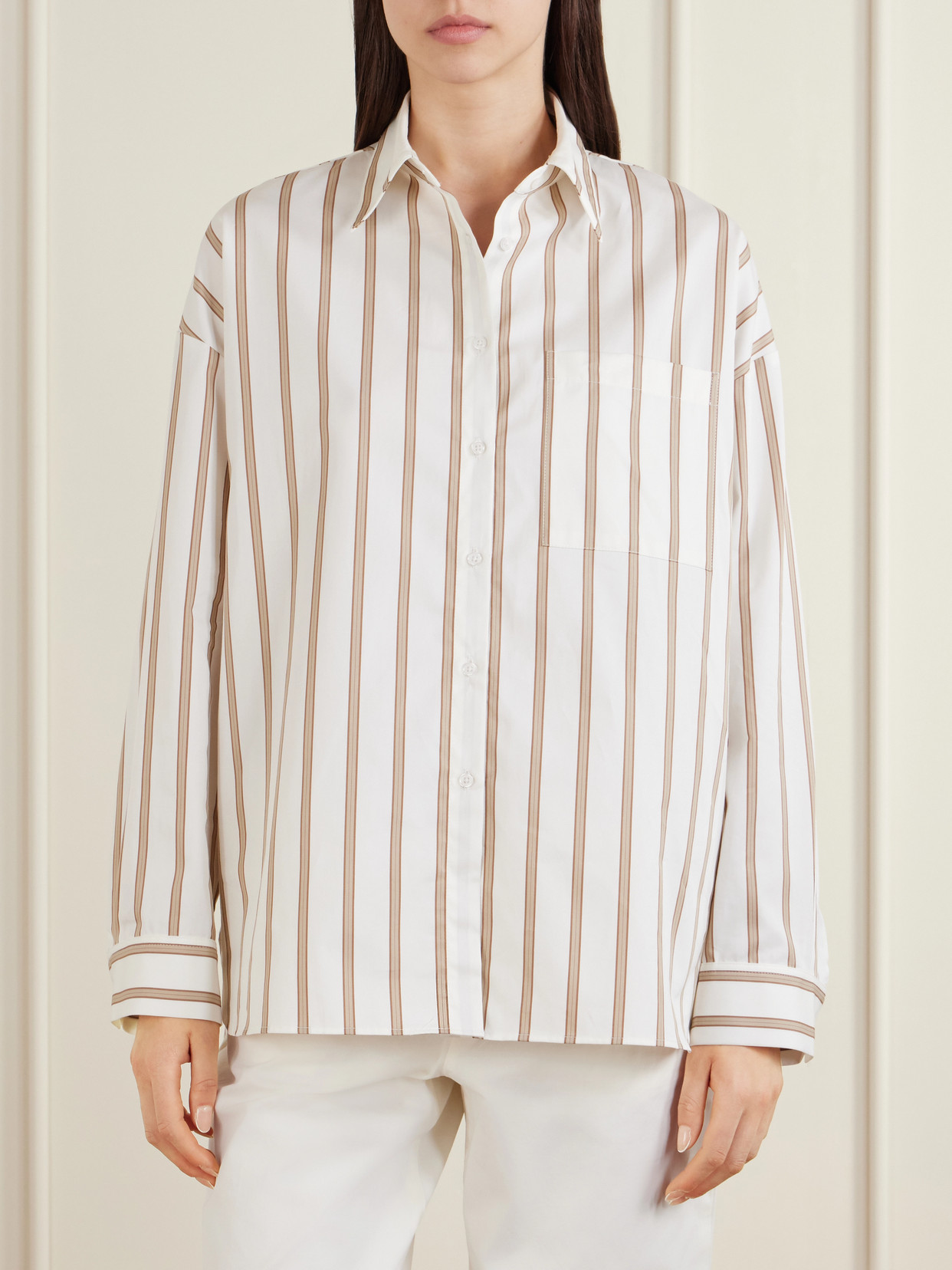 Something Borrowed Striped Cotton-Poplin Shirt
