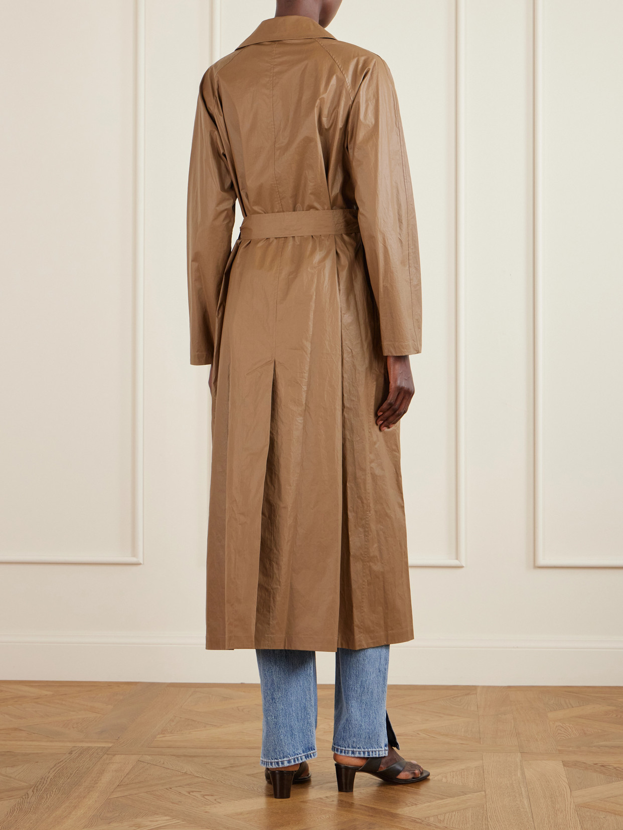 Back & Forth Double-Breasted Coated Cotton-Canvas Trench Coat