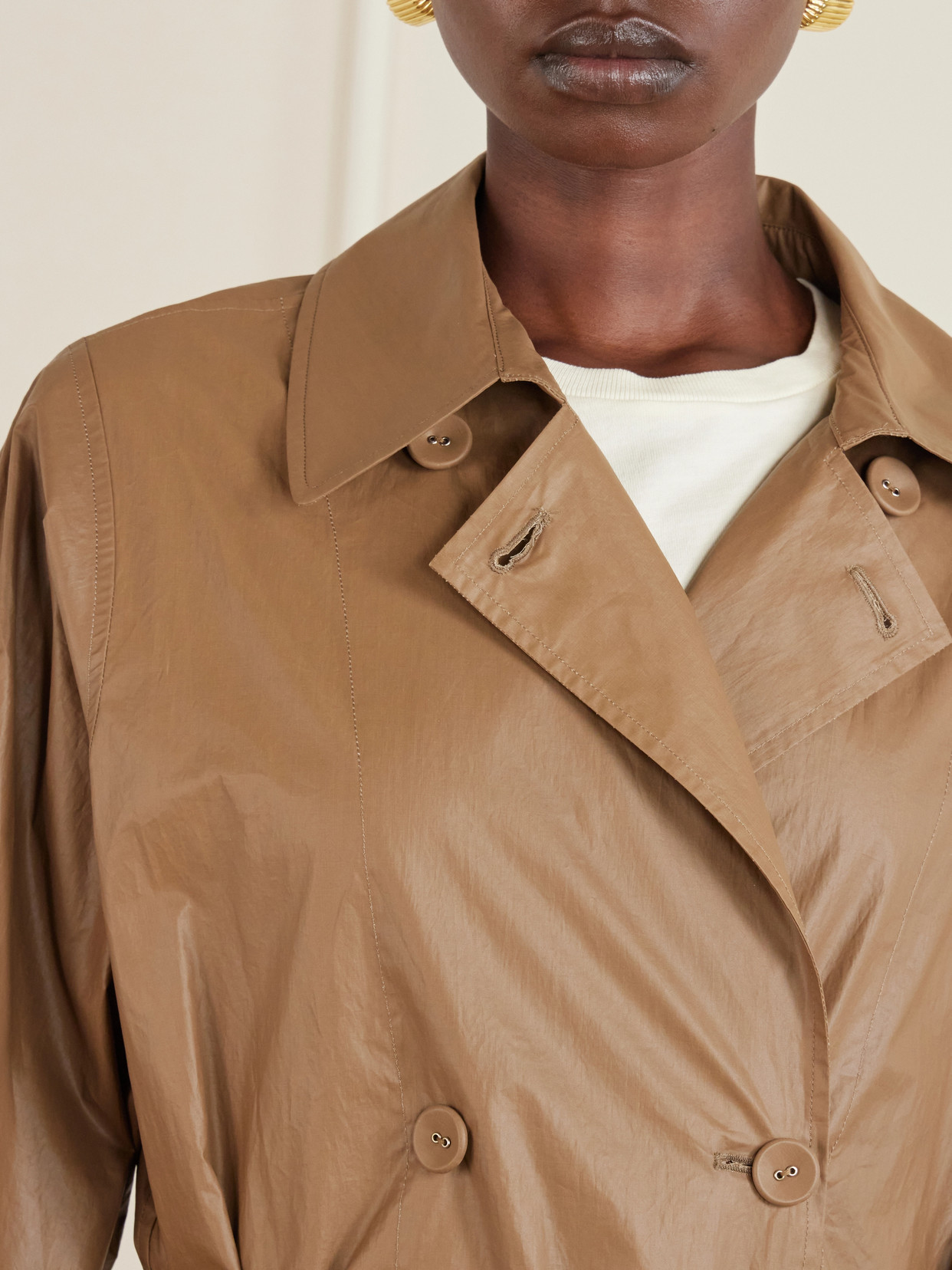 Back & Forth Double-Breasted Coated Cotton-Canvas Trench Coat