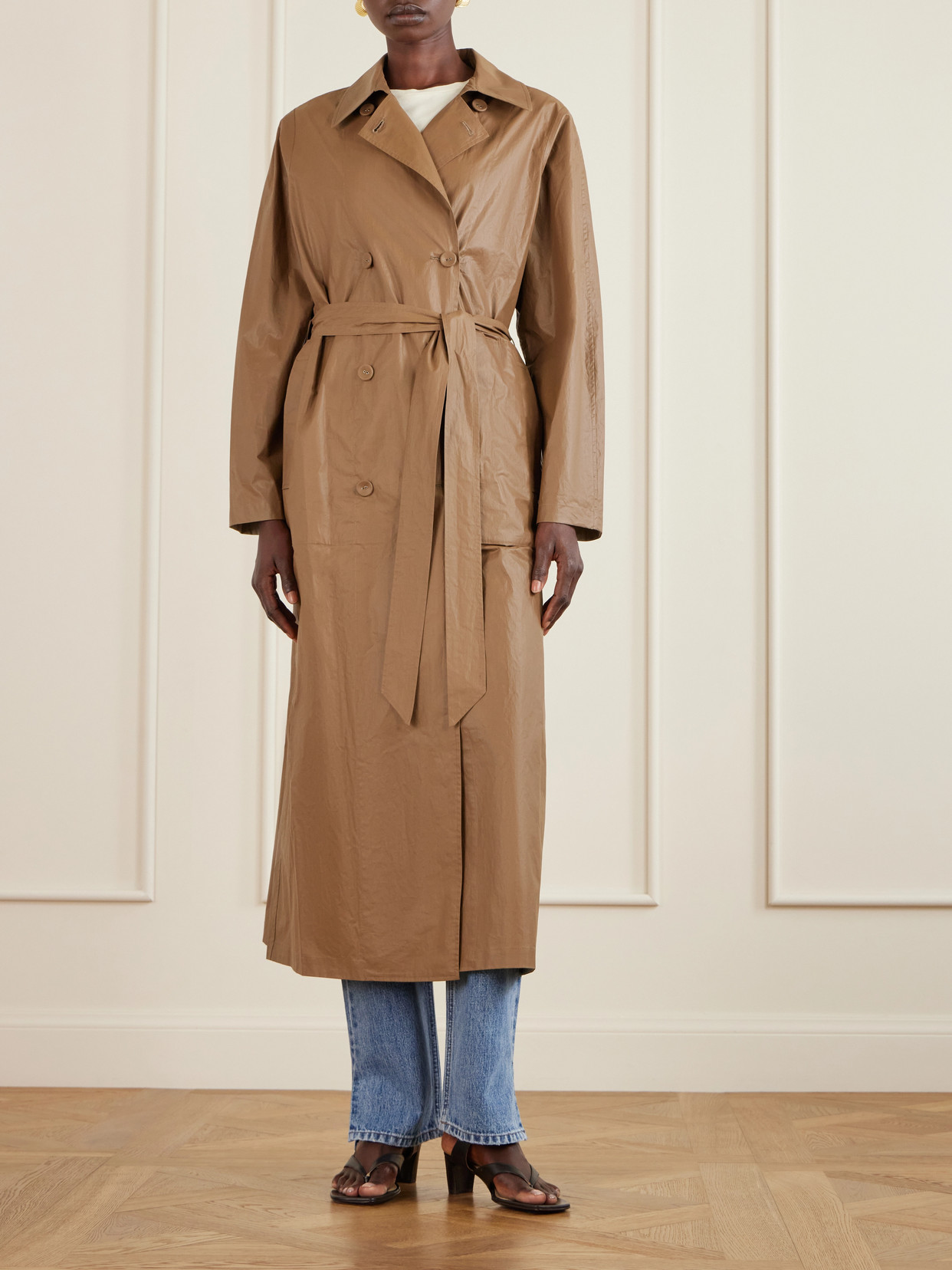 Back & Forth Double-Breasted Coated Cotton-Canvas Trench Coat