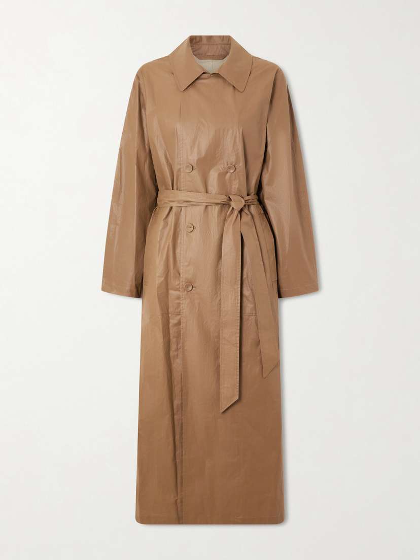 Double-breasted Coated Cotton-canvas Trench Coat