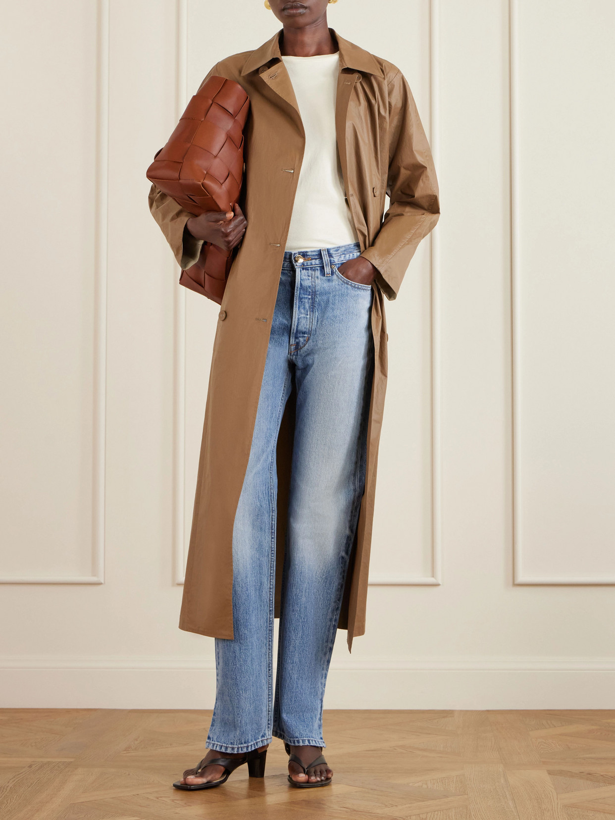 Back & Forth Double-Breasted Coated Cotton-Canvas Trench Coat