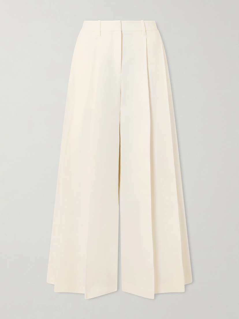TWP Crosby Pleated Linen And Cotton-blend Twill Straight-leg Pants