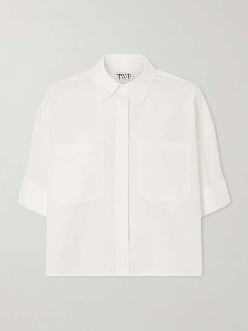 TWP My Newest Mistake Cropped Cotton-poplin Shirt