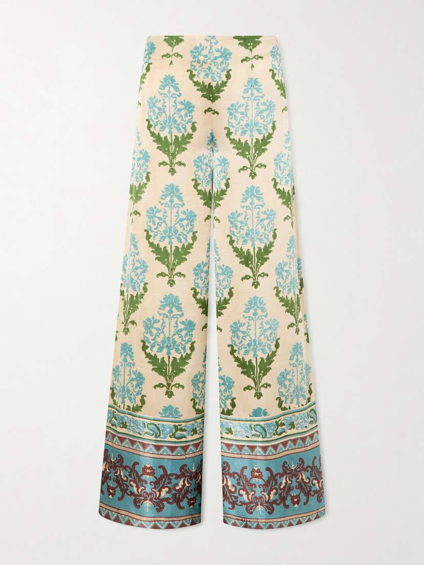 Emporio Sirenuse Stephan Floral-print Silk-satin Trousers