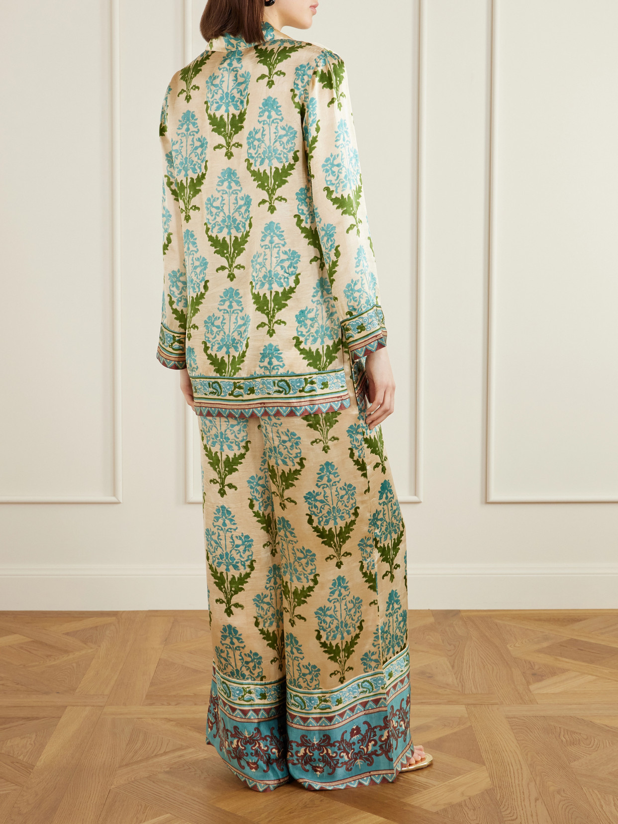 Jila Three Floral-Print Silk-Satin Shirt