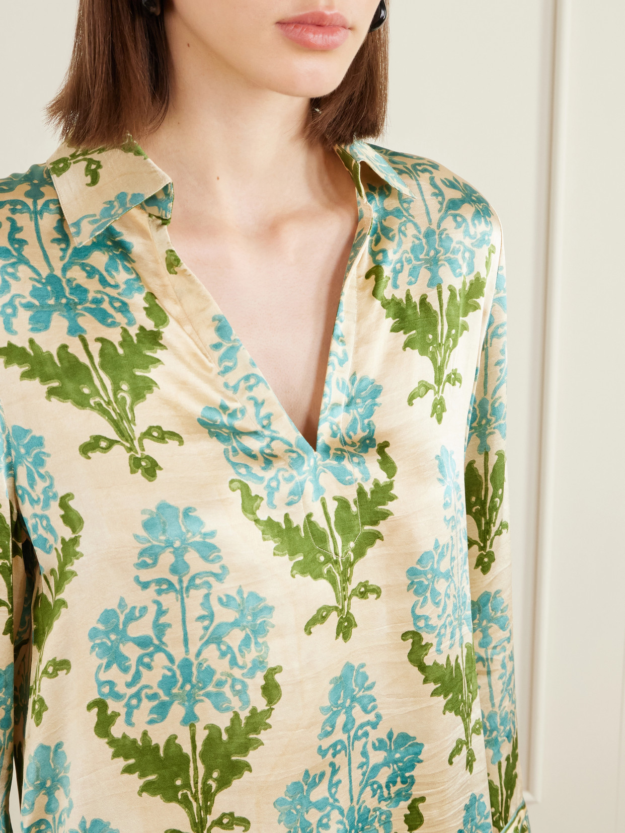 Jila Three Floral-Print Silk-Satin Shirt