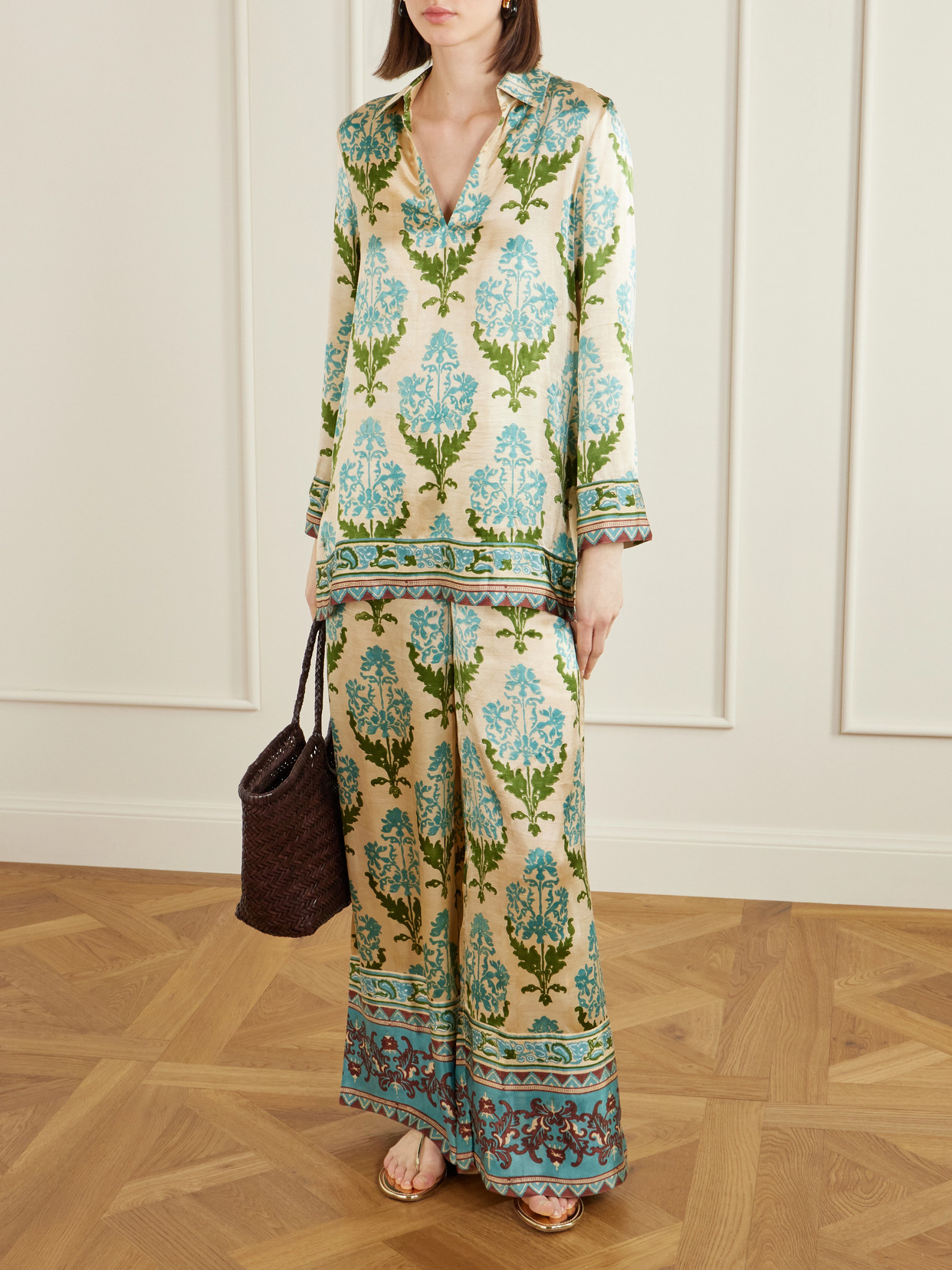 Jila Three Floral-Print Silk-Satin Shirt