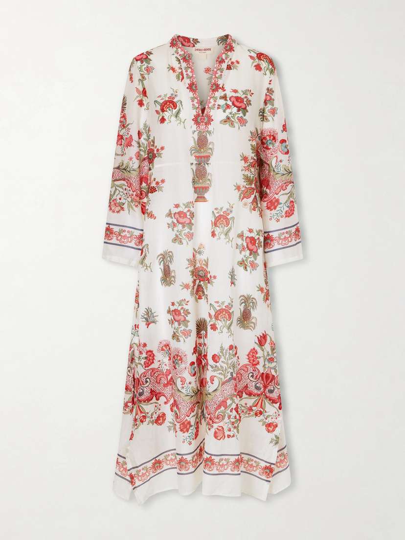 Emporio Sirenuse Giada Floral-print Cotton-voile Kaftan
