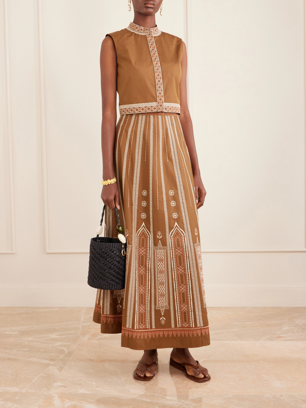 Camille Embroidered Cotton-Blend Midi