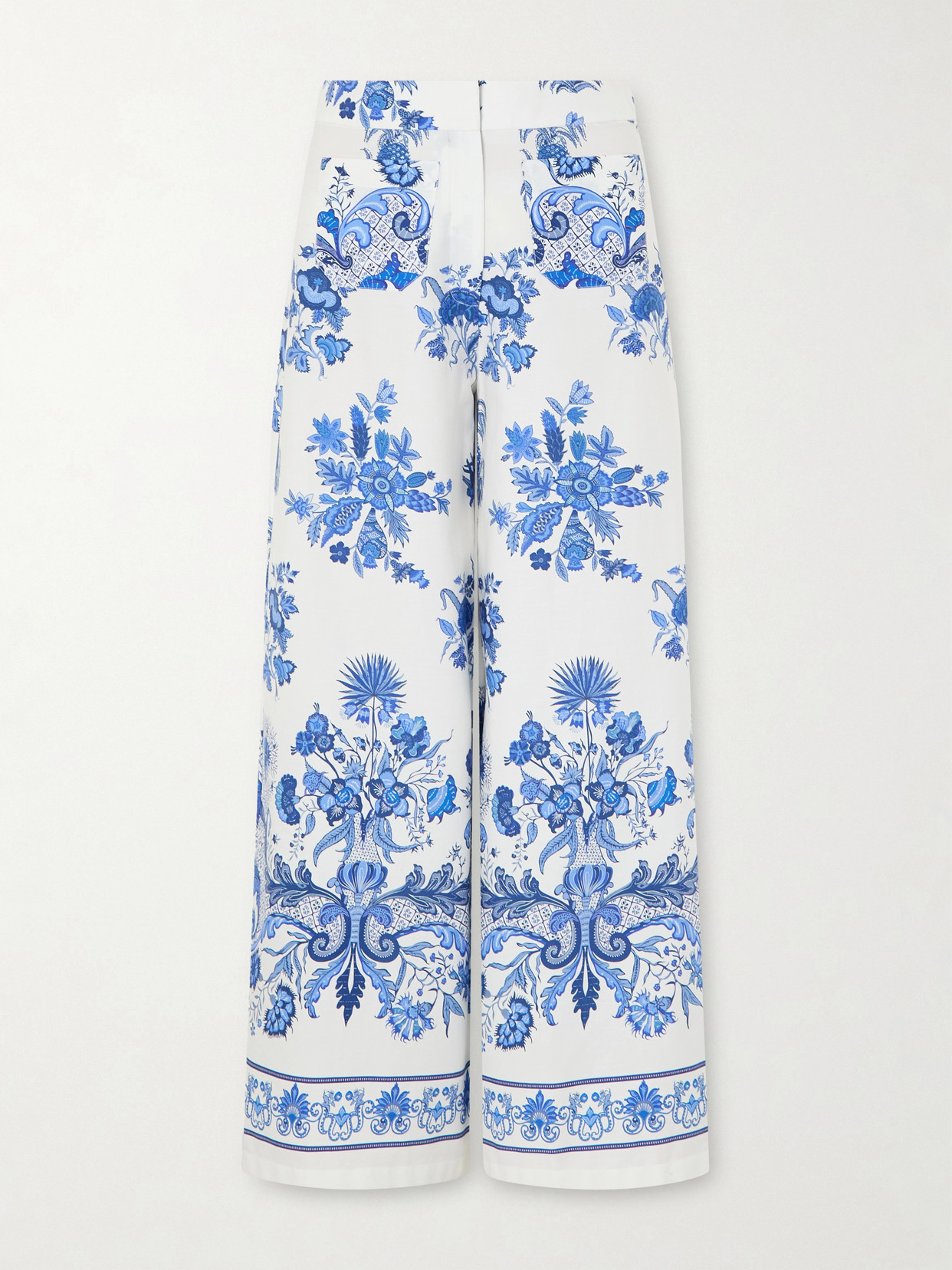 Emporio Sirenuse Floral Printed Cotton Wide-leg Pants In Multi
