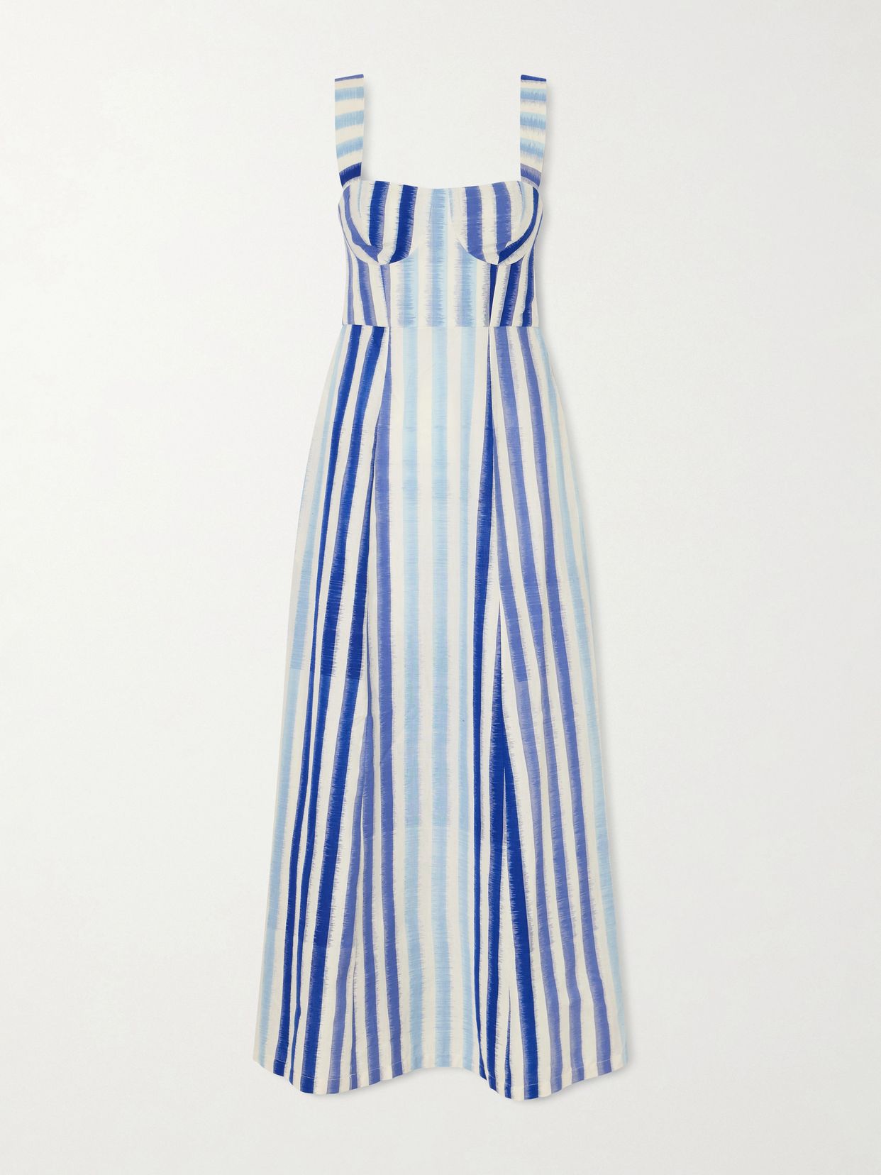 Emporio Sirenuse Azzurra Ikat striped cotton midi dress