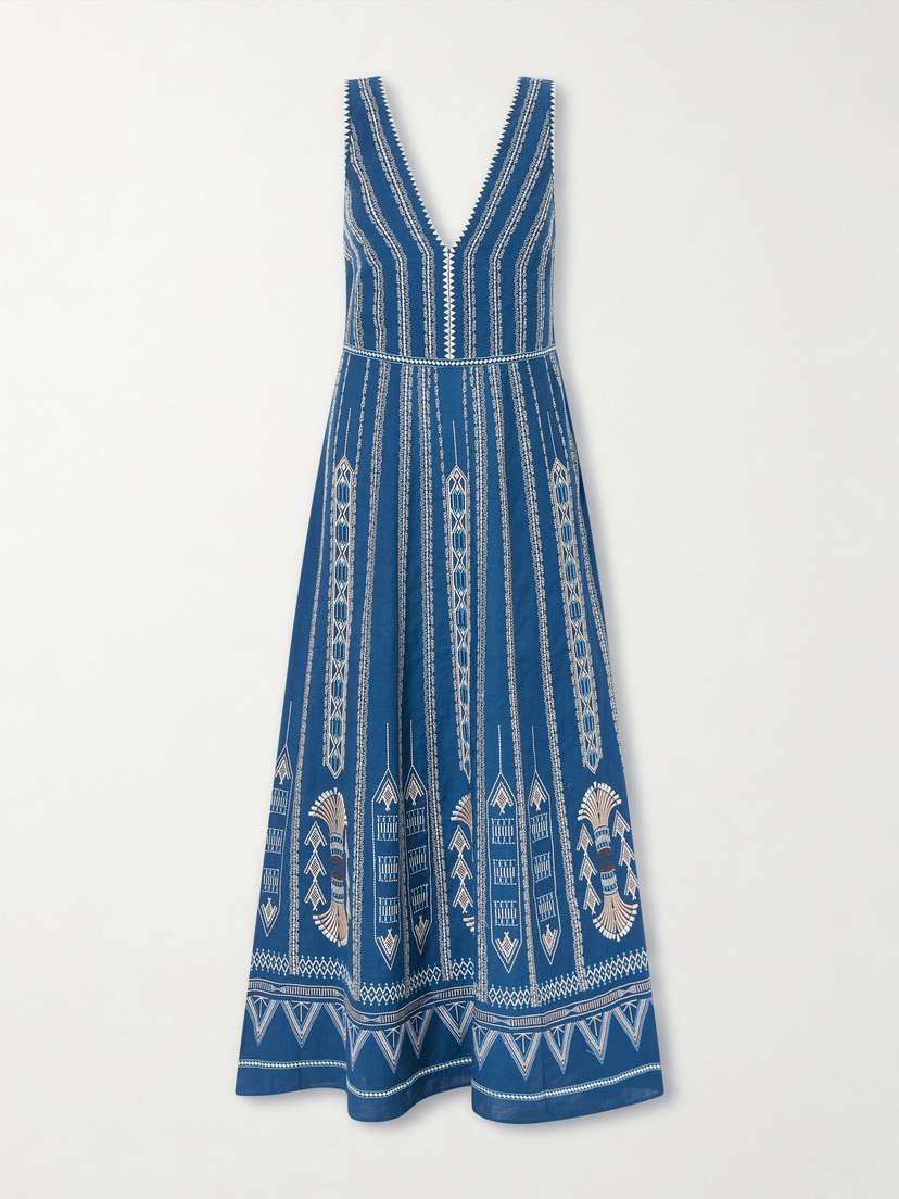 Emporio Sirenuse Nellie Embroidered Cotton And Linen-blend Maxi Dress | Thumbnail 5 Emporio Sirenuse Nellie Embroidered Cotton And Linen-blend Maxi Dress | Thumbnail 5