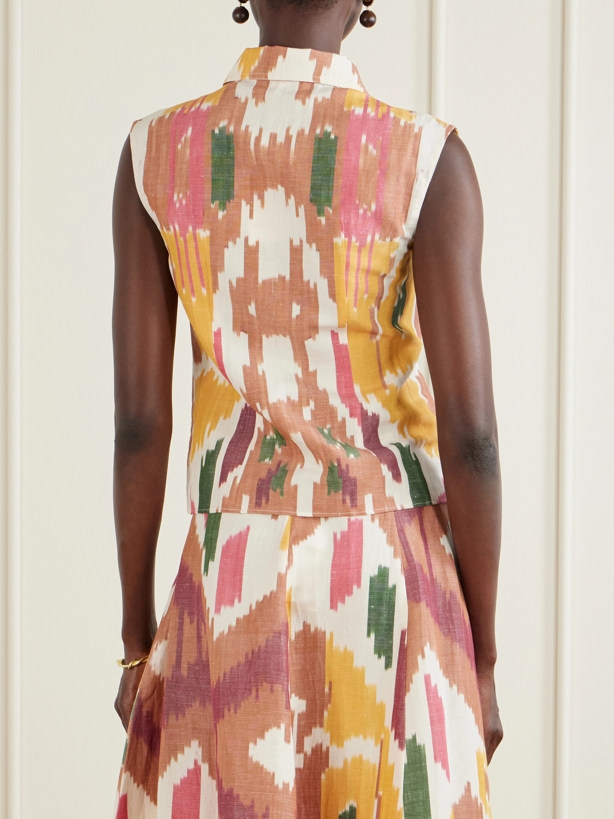 Printed Cotton And Linen-Blend Tank
