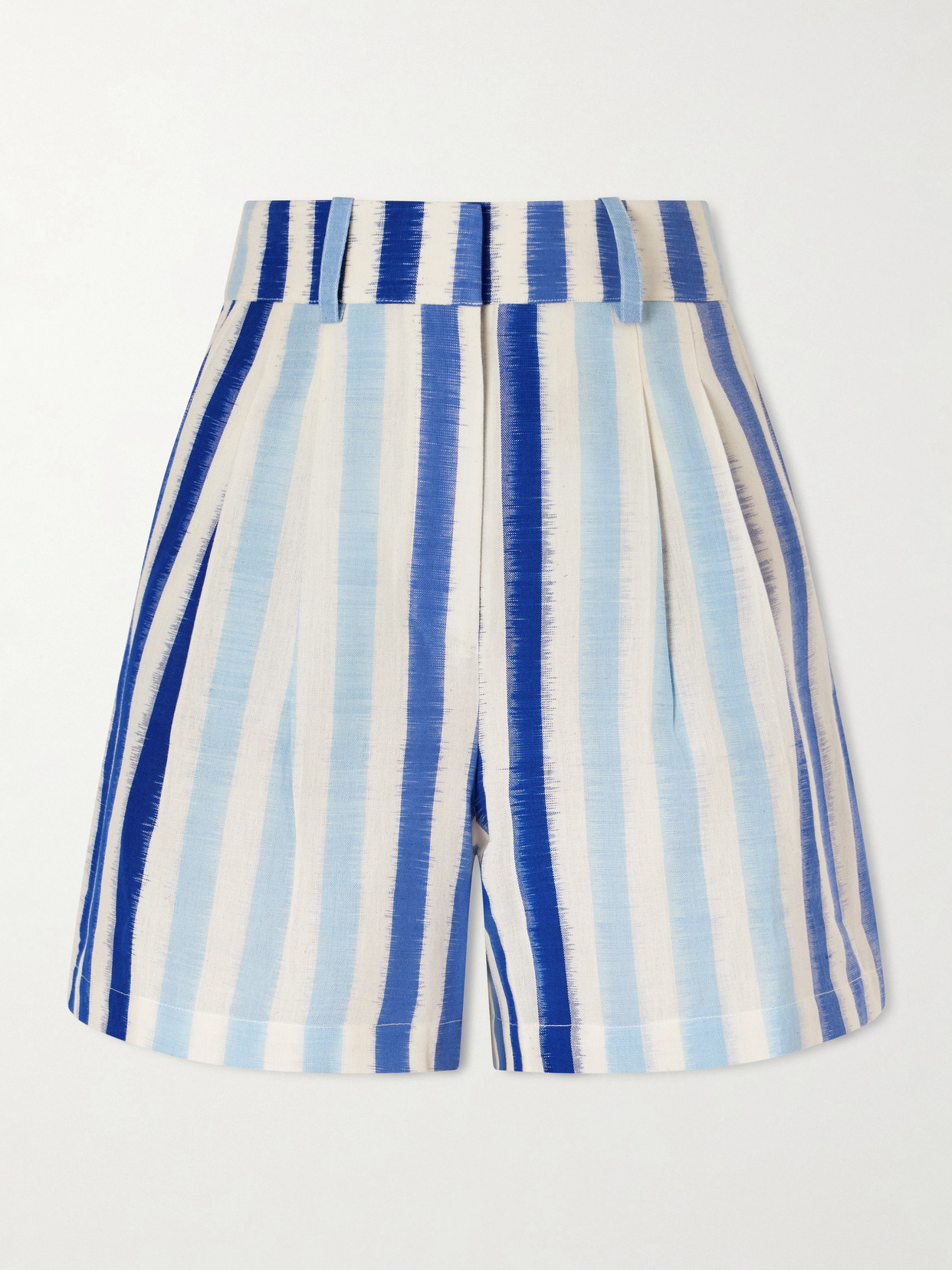 Emporio Sirenuse Beatrice Ikat Striped Cotton Shorts In Blue