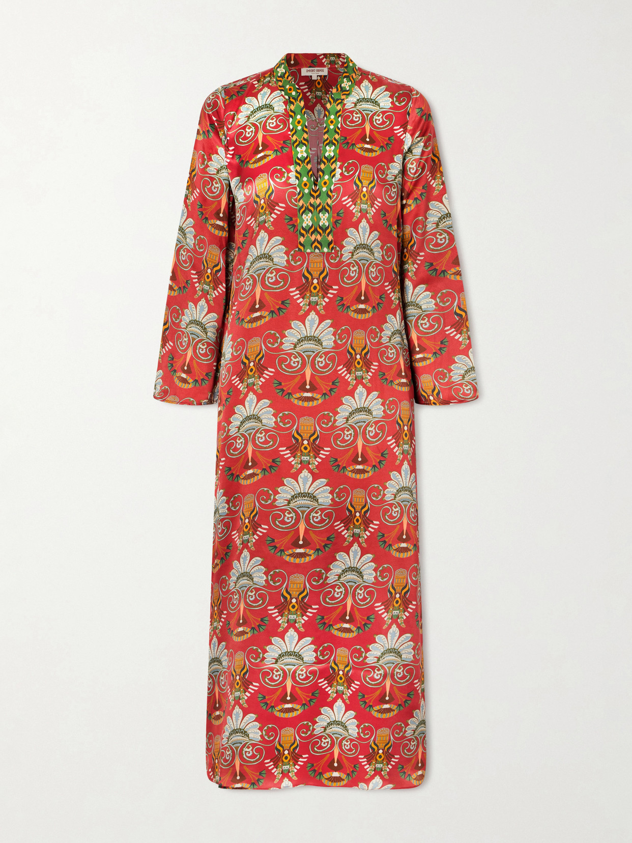 Emporio Sirenuse Jenna Printed Silk Midi Dress In Red