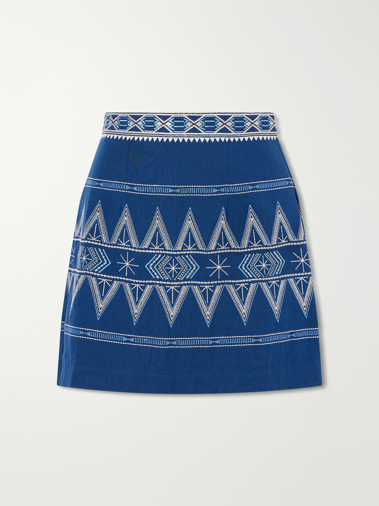 Giuliana Embroidered Cotton And Linen-Blend Mini