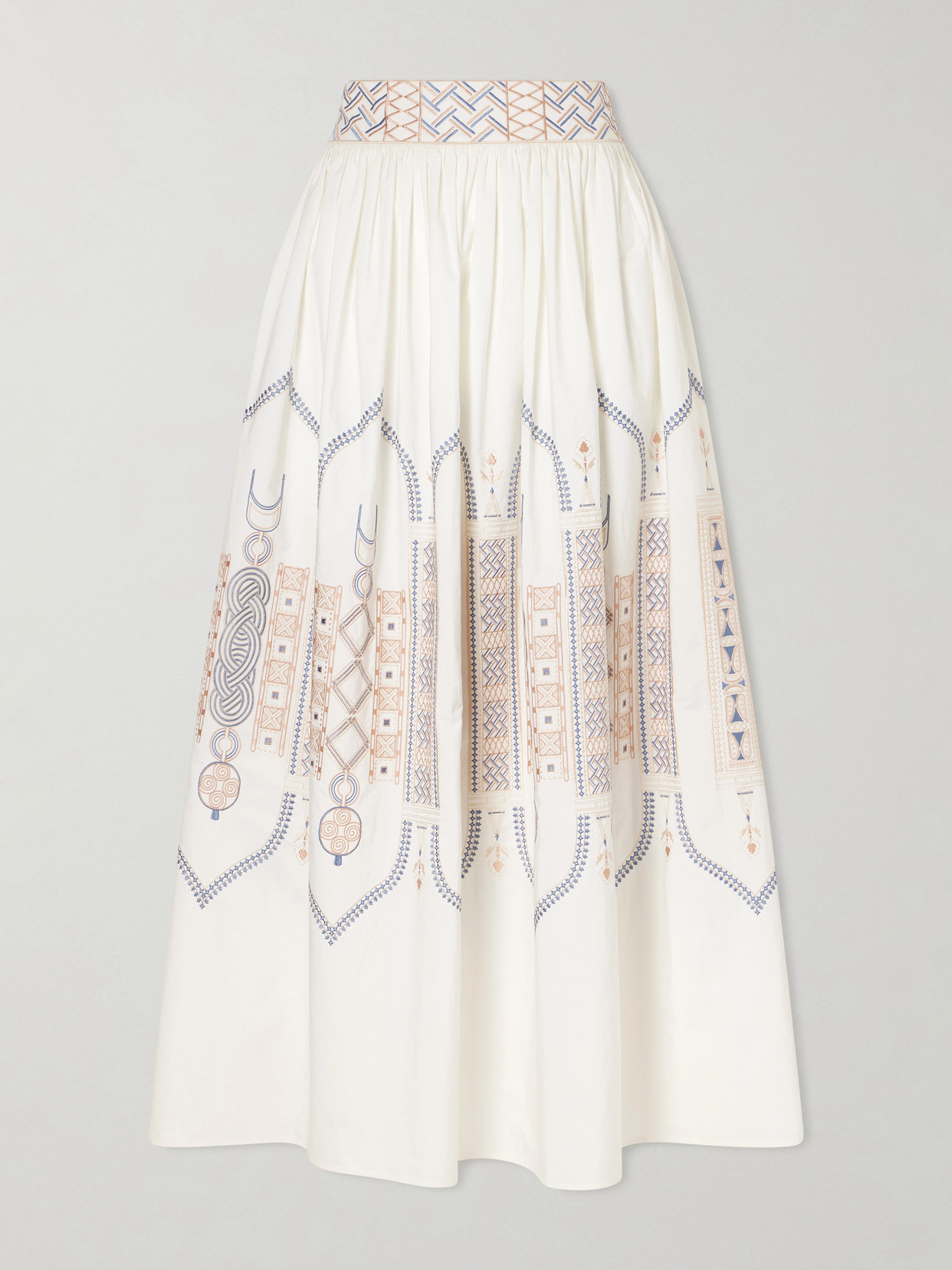 Ombretta Embroidered Cotton-Blend Poplin Midi