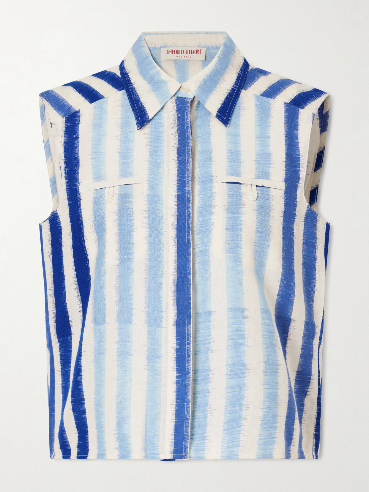 Emporio Sirenuse Ylena Striped Cotton Shirt In Blue