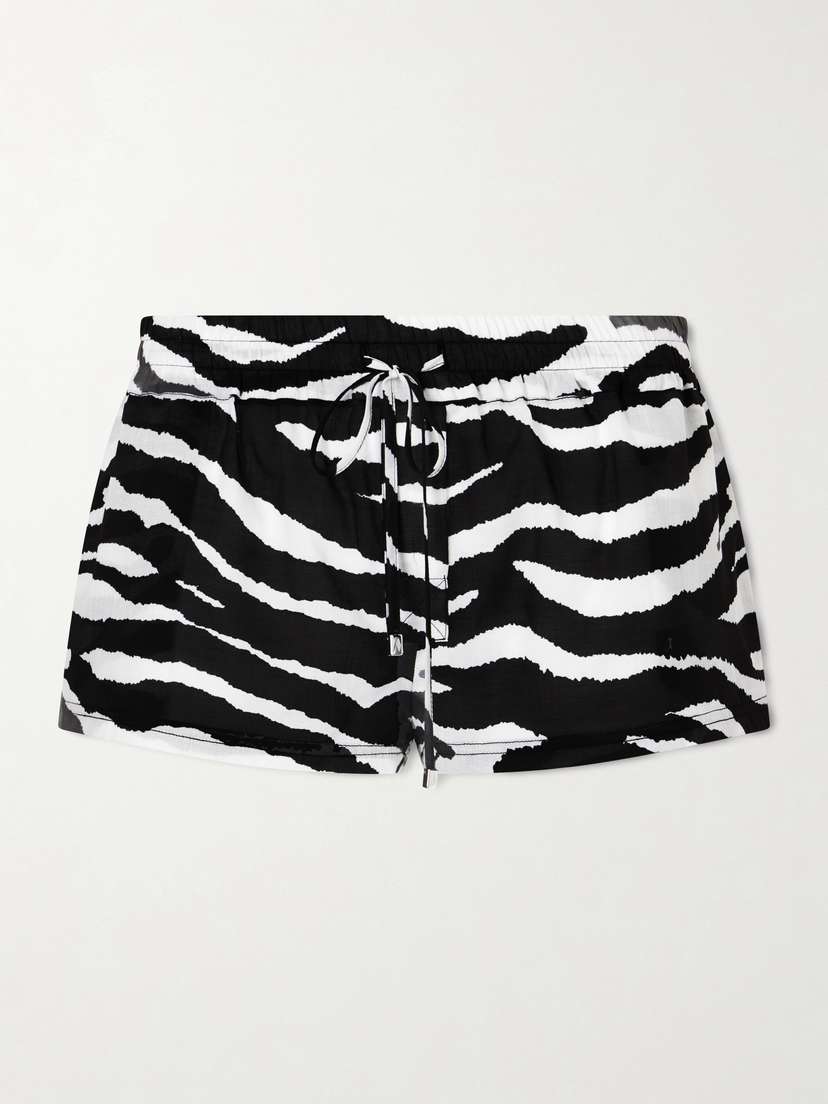 The Attico Zebra-print Cotton-voile Shorts