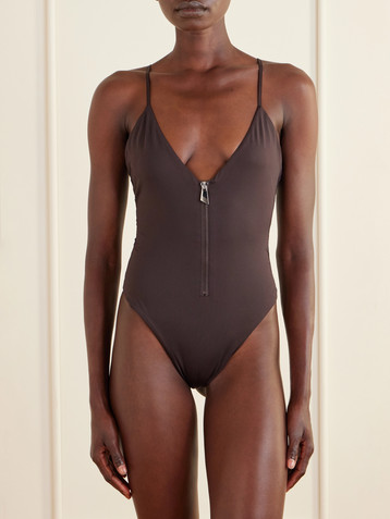 THE ATTICO Half-zip one-piece swimsuit