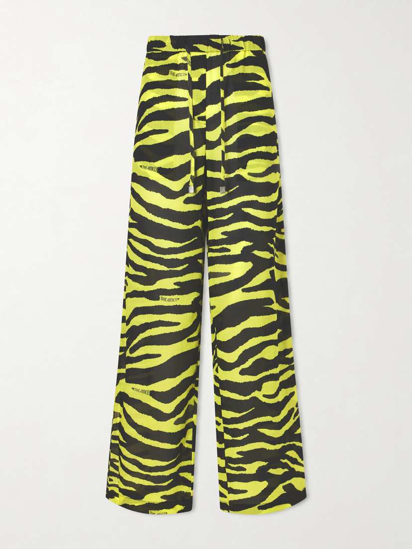 The Attico Zebra-print Cotton Mid-rise Wide-leg Pants
