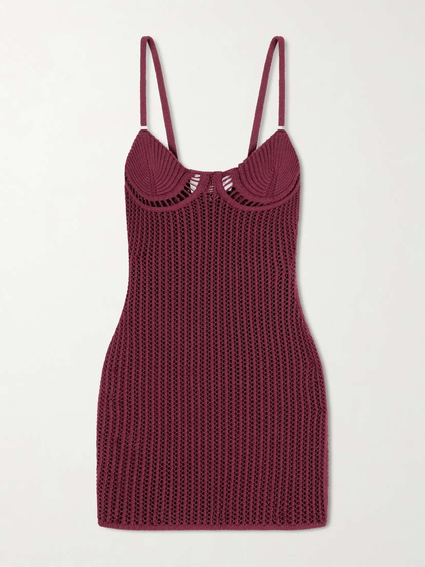 The Attico Crochet Cotton-blend Mini Dress
