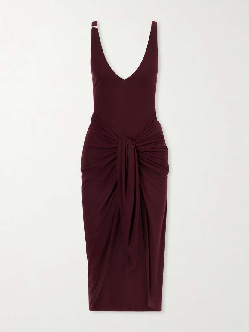 The Attico Knotted Ribbed Lyocell Midi Dress