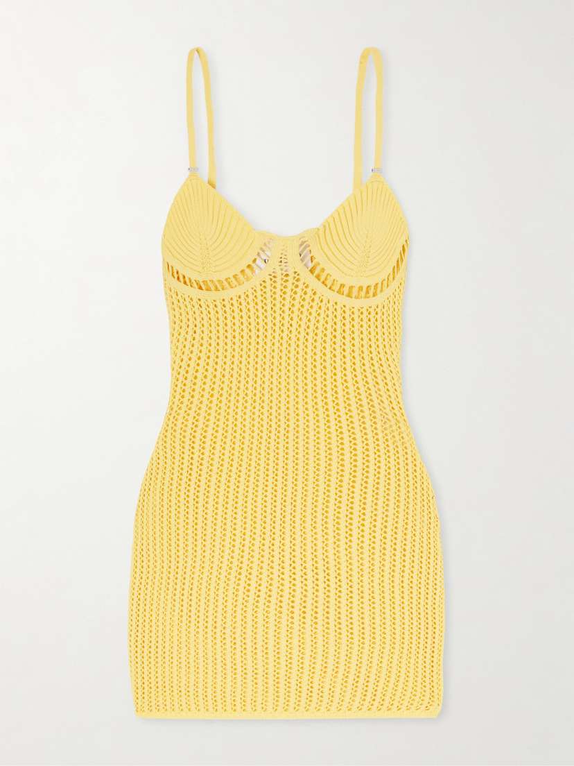 The Attico Crocheted Cotton-blend Mini Dress