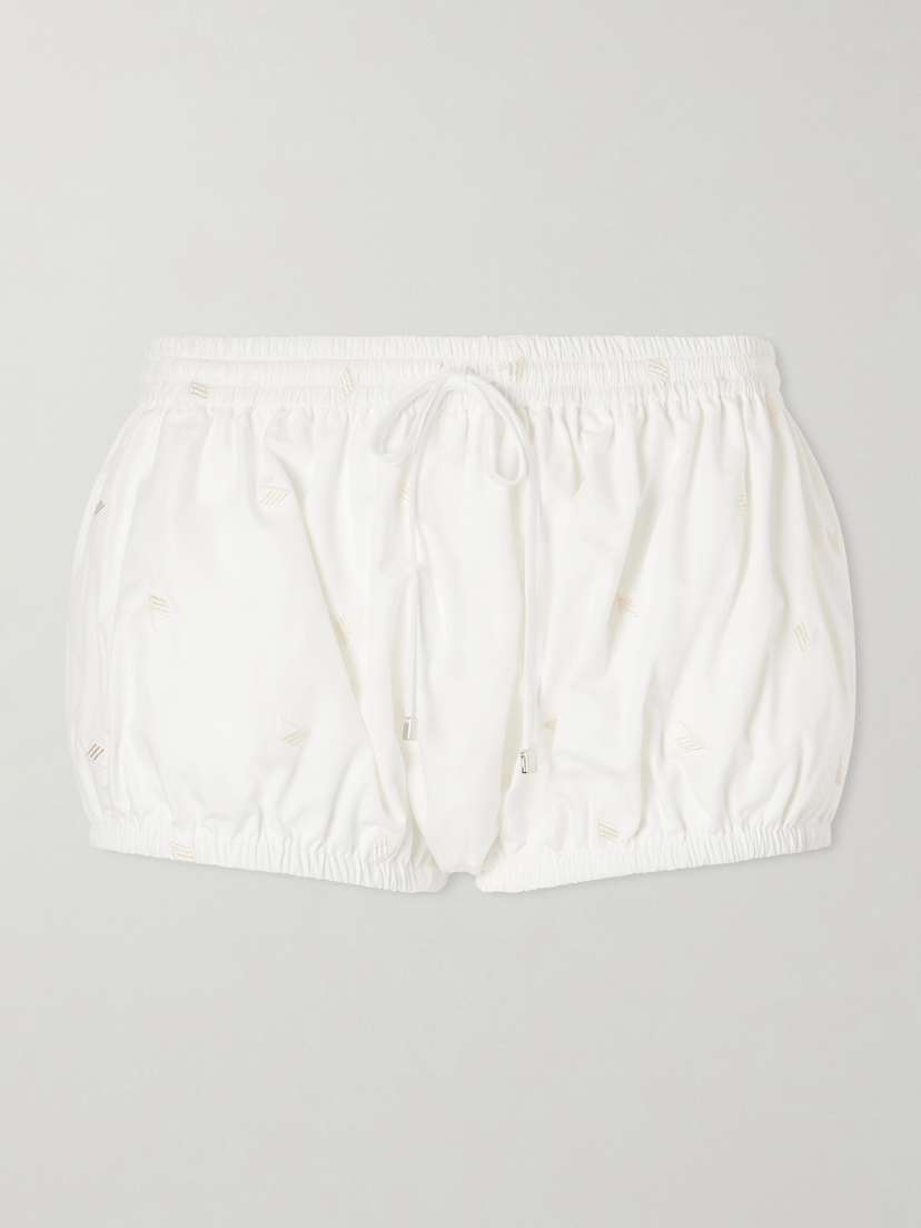 The Attico Embroidered Cotton-blend Shorts