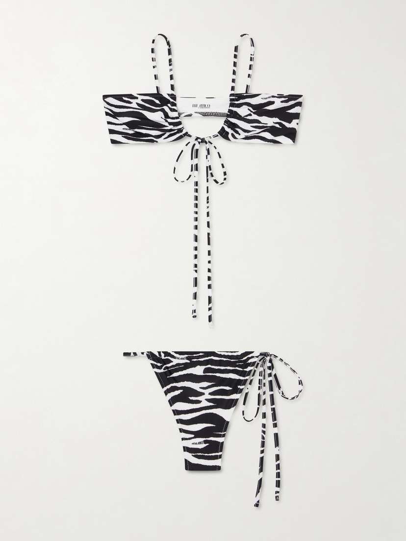 The Attico Quick-drying Zebra-print Bikini