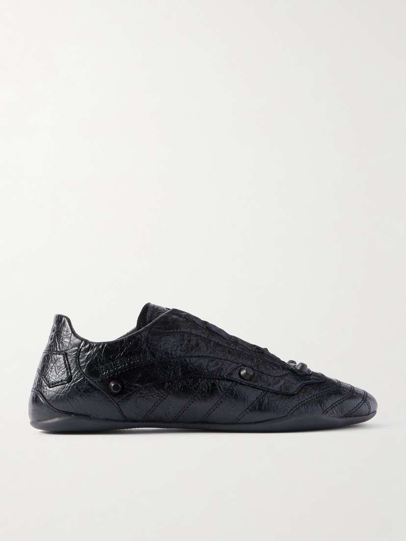 Balenciaga City Studded Crinkled-leather Sneakers