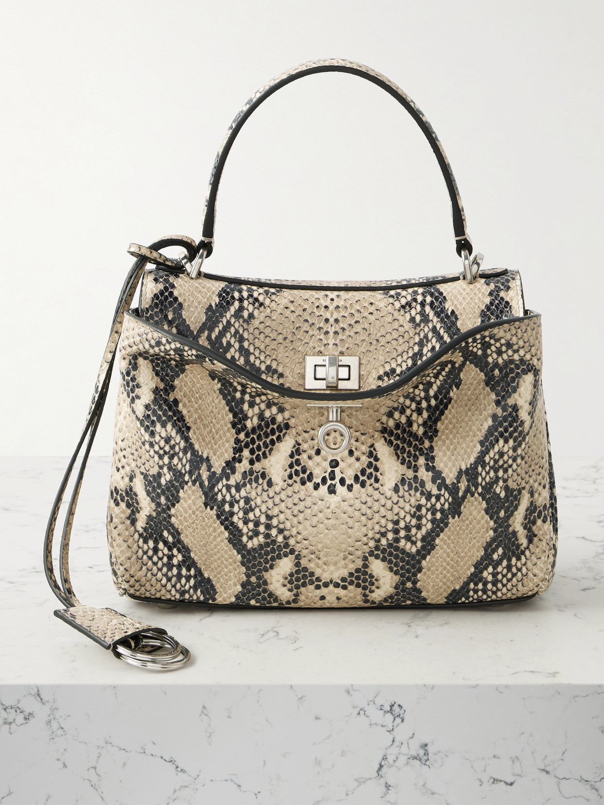 Balenciaga Rodeo Mini Snake-effect Leather Tote In Multi