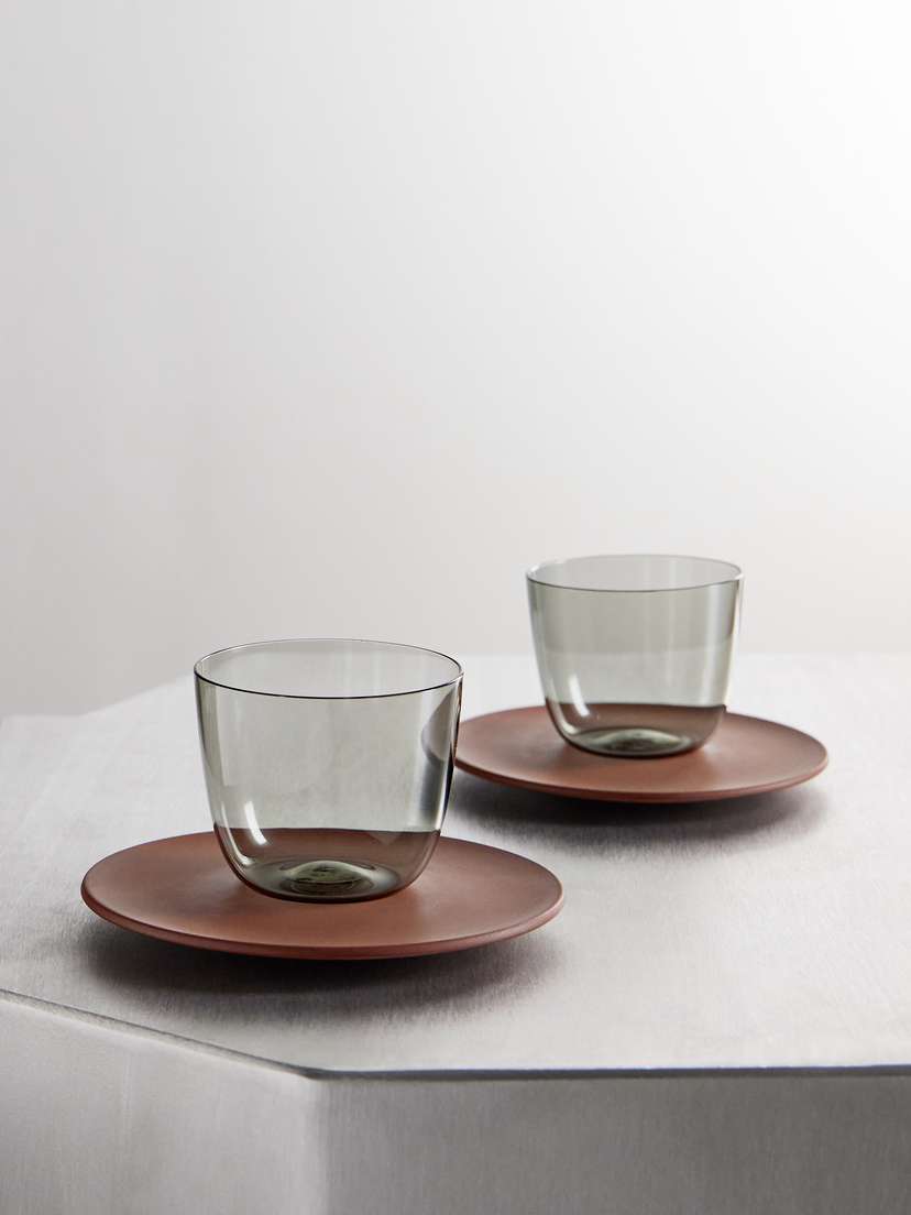LOBMEYR + Meissen Set Of Two Glass And Stoneware Espresso Cups And Saucers | Thumbnail 4 LOBMEYR + Meissen Set Of Two Glass And Stoneware Espresso Cups And Saucers | Thumbnail 4