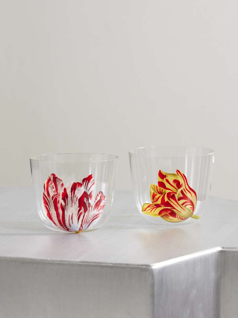 LOBMEYR Tulipmania Set Of Two Painted Crystal Glass Tumblers | Thumbnail 4 LOBMEYR Tulipmania Set Of Two Painted Crystal Glass Tumblers | Thumbnail 4